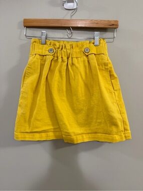 Copper Key Yellow Paperbag Girls' Skirt with Gathered Waist. Size XS